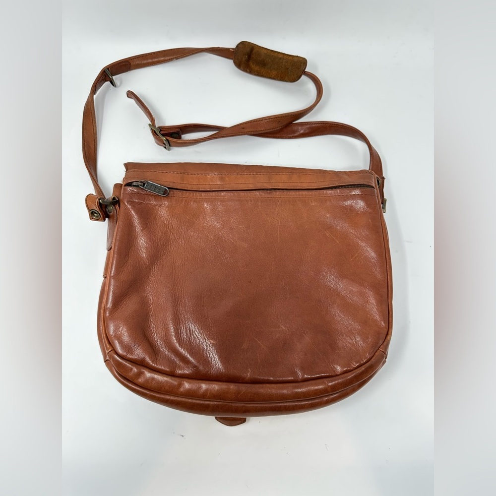 Vintage Bree Germany Brown Saddle Leather Crossbody Bag - Picture 2 of 16